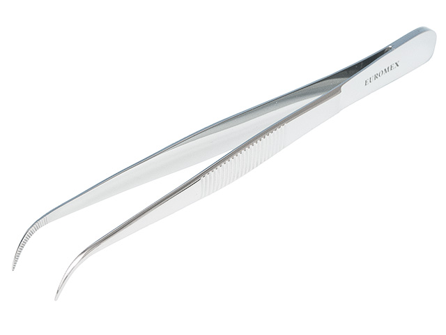 Pinzeta preparační s ohnutým ostrým hrotem 130 mm