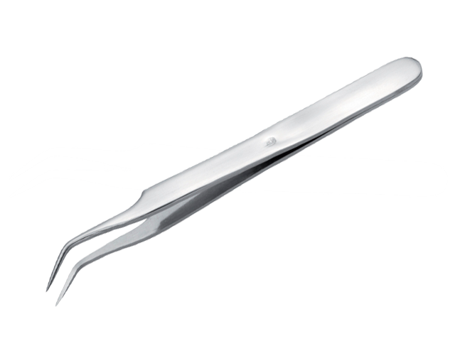 Pinzeta speciální ohnutá s extra ostrým hrotem, 120 mm